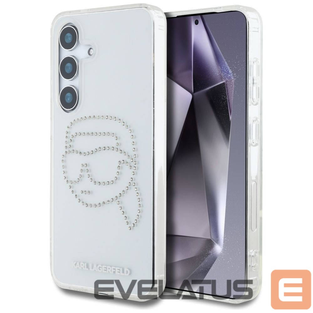 Citas preces Karl Lagerfeld Case Karl Lagerfeld Rhinestones Karl Head Logo Samsung Galaxy S25 transparent