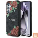 Citas preces Guess  Guess Leather 4G Flowers Print Metal Classic Logo MagSafe Case for Samsung Galaxy S25 - Black 