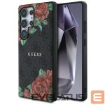 Citas preces Guess  Guess Leather 4G Flowers Print Metal Classic Logo MagSafe Case for Samsung Galaxy S25 Ultra - Black 