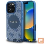 Citas preces Guess  Guess 4G Circle Classic Logo MagSafe case for iPhone 16 Pro - blue 