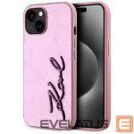 Citas preces Karl Lagerfeld  Karl Lagerfeld Wrinkled Metal Signature iPhone 15 Case - Pink 