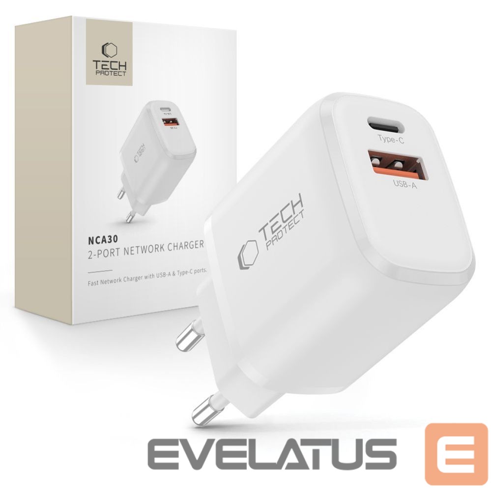 Citas preces Tech-Protect Tech-Protect NCA30 PD 30W QC3.0 USB-A / USB-C Wall Charger - White