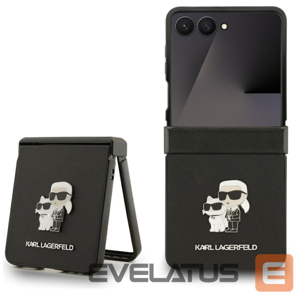 Citas preces Karl Lagerfeld Karl Lagerfeld Saffiano Karl&Choupette Pin Case for Samsung Galaxy Z Flip 7 - Black