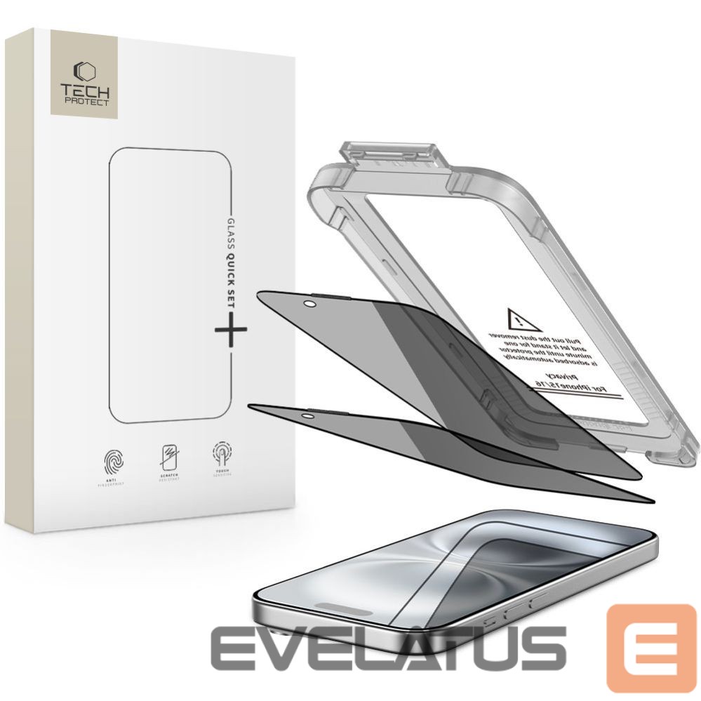 Citas preces Tech-Protect Tech-Protect Quick Set Spy+ Privacy Glass 2-pack for iPhone 15 / 16