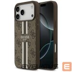 Citas preces Guess  Guess 4G Printed Stripes MagSafe case for iPhone 17 Pro Max - brown 