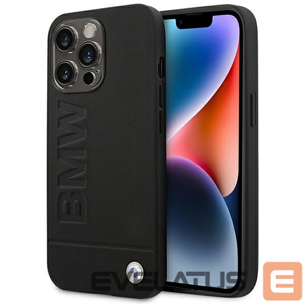 Citas preces BMW BMW Leather Stamp Case for iPhone 14 Pro - Black
