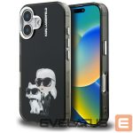 Citas preces Karl Lagerfeld  Karl Lagerfeld IML Aquarelle Karl & Choupette & Logo iPhone 16 Case - Black 