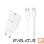 Adapteris Dudao  Dudao A4EU USB-A 2.1A wall charger - white + USB-A - USB-C cable 