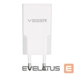 Adapteris Veger  Phone charger VEGER USB A + USB C QC PD 30W 30W1A1C white 