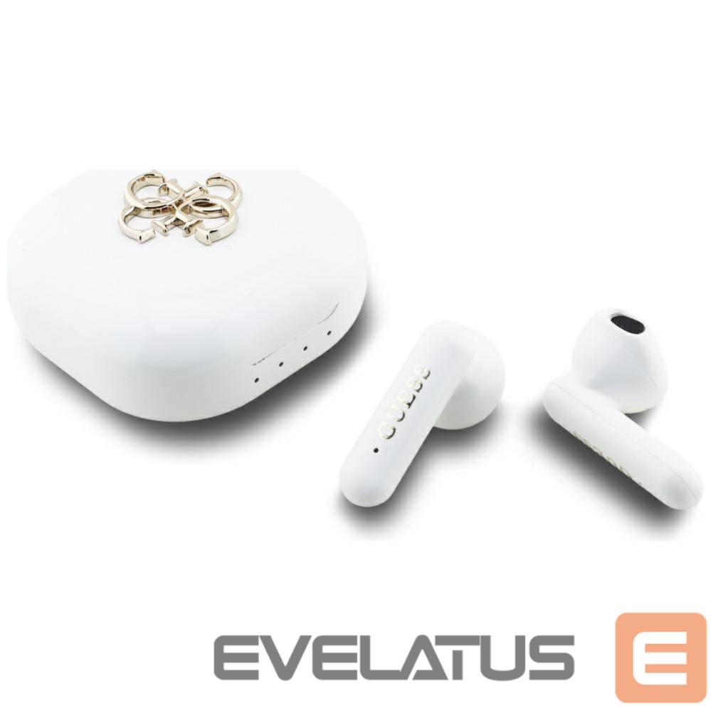 Bezvadu austiņas Guess Wireless earphones TWS Guess 4G Metal Logo white
