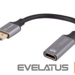 Monitoru piederums Lanberg  Displayport (M)->HDMI(F) Adapter 8K on cable 20cm, Silver 
