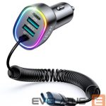 Auto lādētāji Joyroom  4 in 1 fast car charger PD, QC3.0, AFC, FCP with USB Type C cable 1.6m 60W Black
