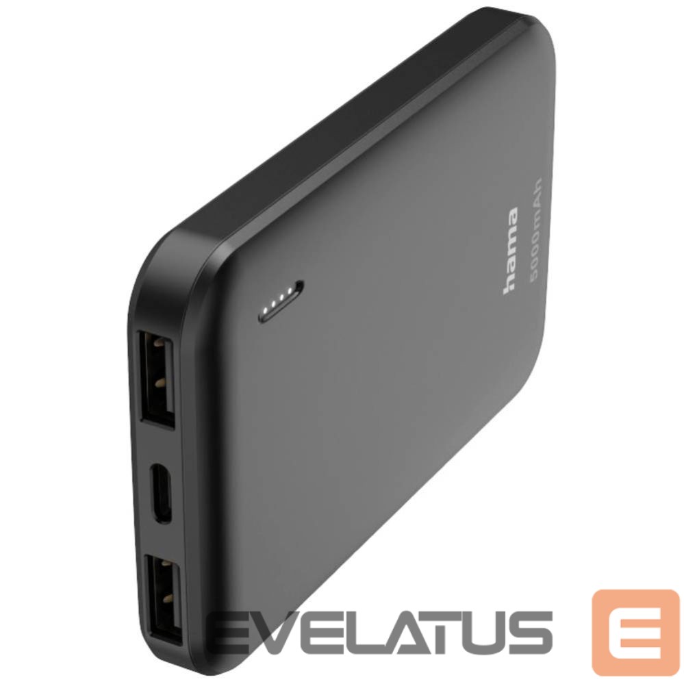 Kabelis Hama Powerbank Pocket 5 Powerpack 5000 mAh Black
