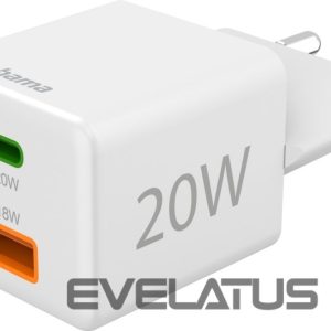 Adapteris Hama  Charger USB-C+USB-A Charger 20W White