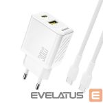 Adapteris Dudao  Dudao A27TCEU PD 30W GaN USB-A USB-C Wall Charger with USB-C Cable White
