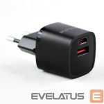 Adapteris Evelatus  USB-A and USB-C 30W Max / EU charger Black