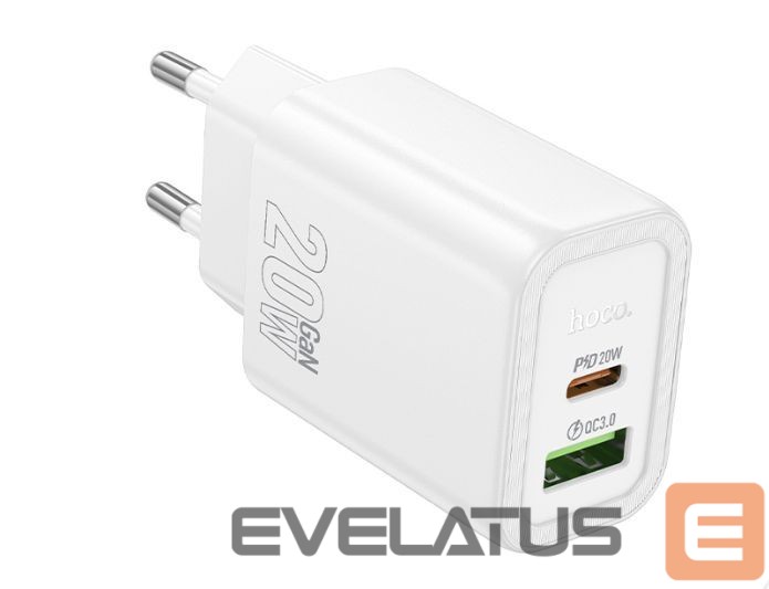 Adapteris Hoco N61 Gentle PD20W+QC3.0 charger(EU) White