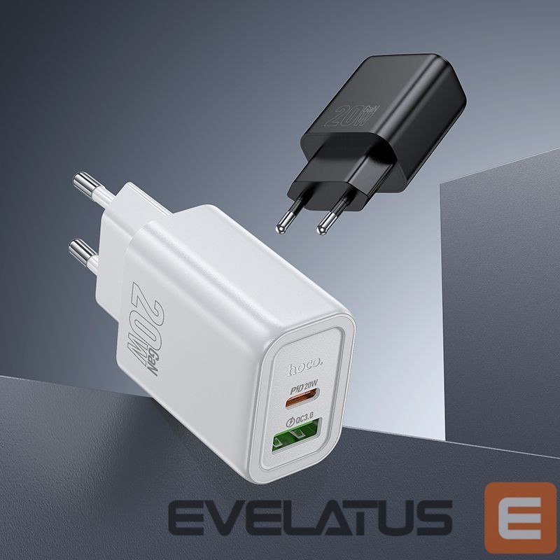 Adapteris Hoco N61 Gentle PD20W+QC3.0 charger(EU) White