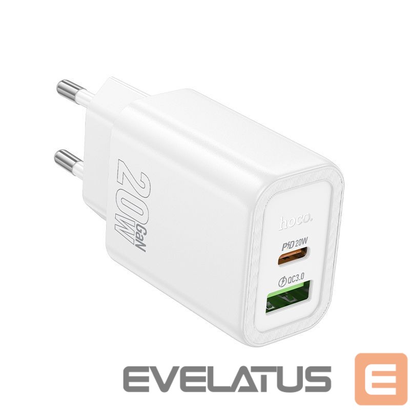 Adapteris Hoco N61 Gentle PD20W+QC3.0 charger(EU) White