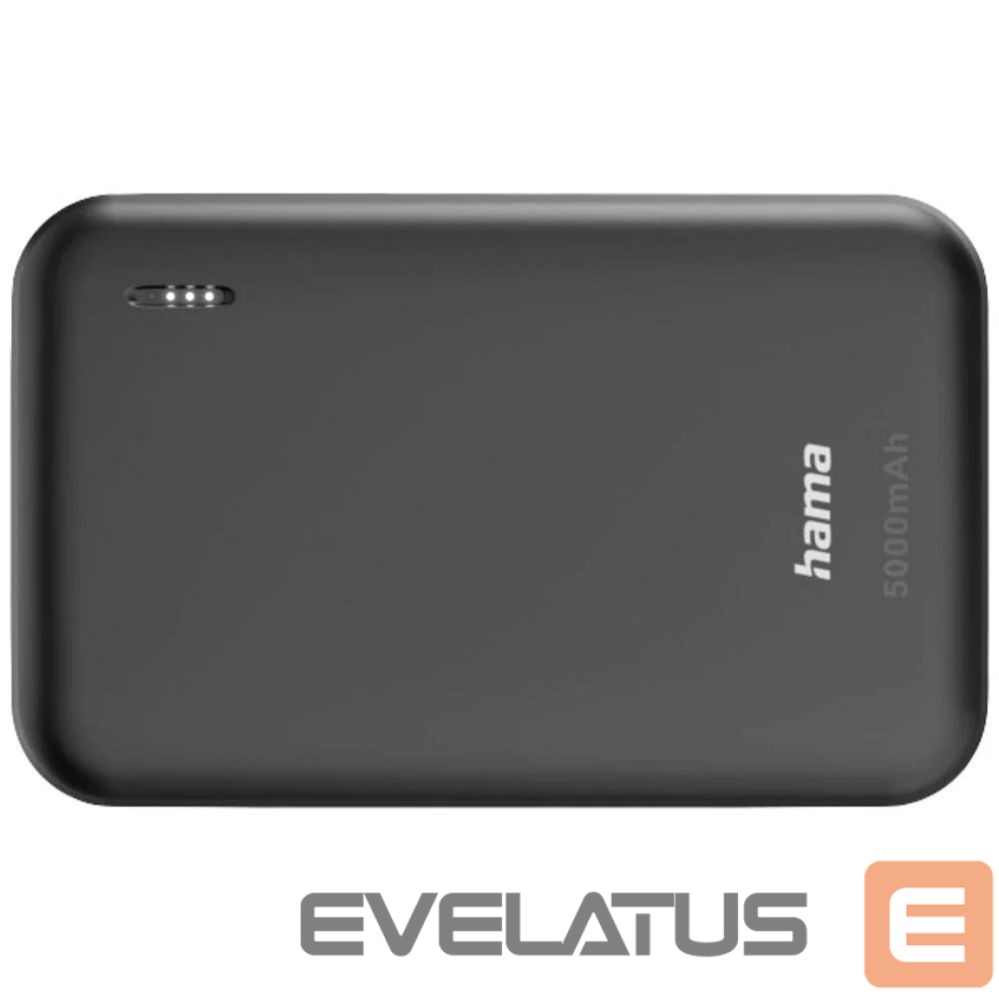 Kabelis Hama Powerbank Pocket 5 Powerpack 5000 mAh Black