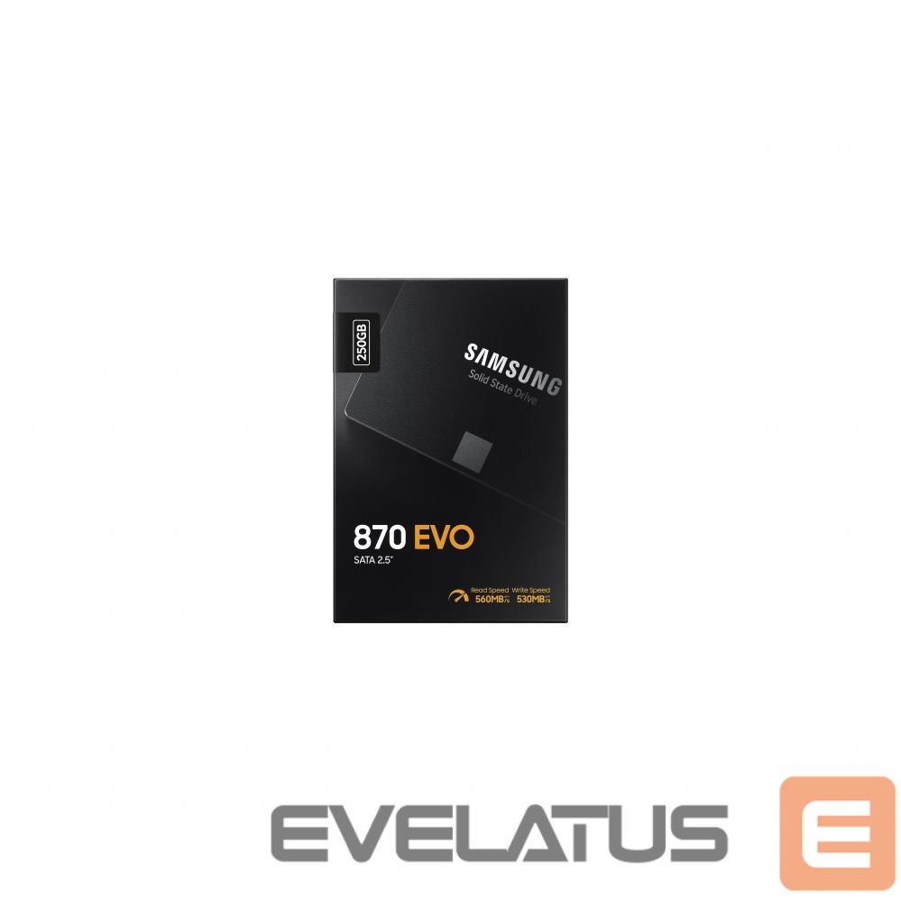 Cietais disks SSD Samsung SSD 870 EVO 250 GB, SSD form factor 2.5", SSD interface SATA III, Write speed 530 MB/s, Read speed 560 MB/s