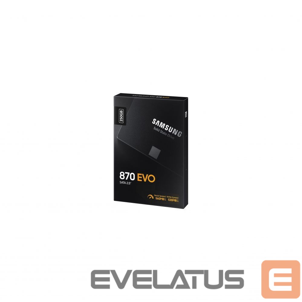 Cietais disks SSD Samsung SSD 870 EVO 250 GB, SSD form factor 2.5", SSD interface SATA III, Write speed 530 MB/s, Read speed 560 MB/s