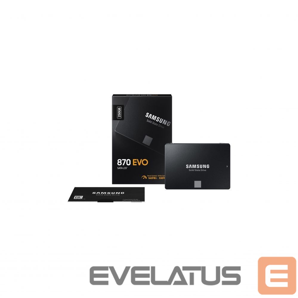 Cietais disks SSD Samsung SSD 870 EVO 250 GB, SSD form factor 2.5", SSD interface SATA III, Write speed 530 MB/s, Read speed 560 MB/s