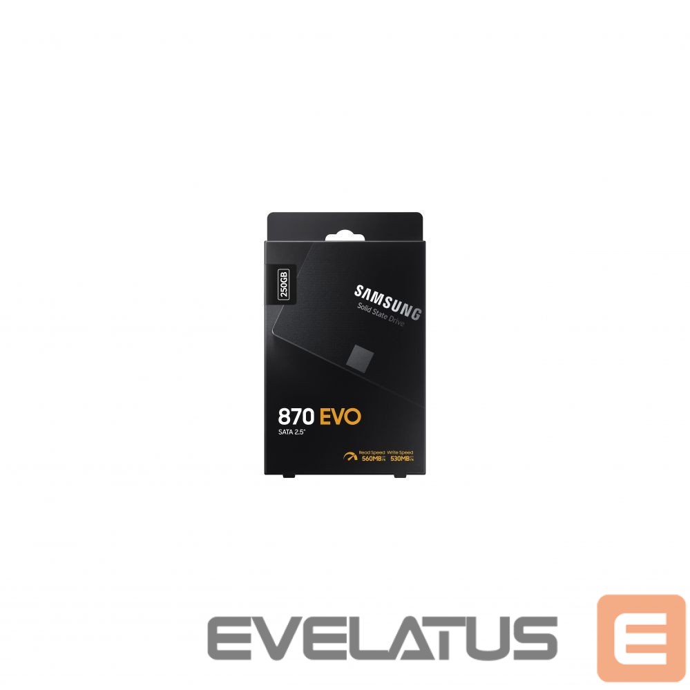 Cietais disks SSD Samsung SSD 870 EVO 250 GB, SSD form factor 2.5", SSD interface SATA III, Write speed 530 MB/s, Read speed 560 MB/s