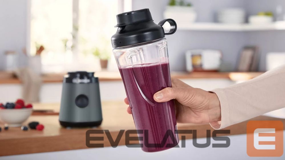 Mikseri un blenderi Bosch VitaPower ToGo Smoothie Maker MMB2111S Tabletop, 450 W, Jar material Tritan, Jar capacity 0.6 L, Ice crushing, Silver