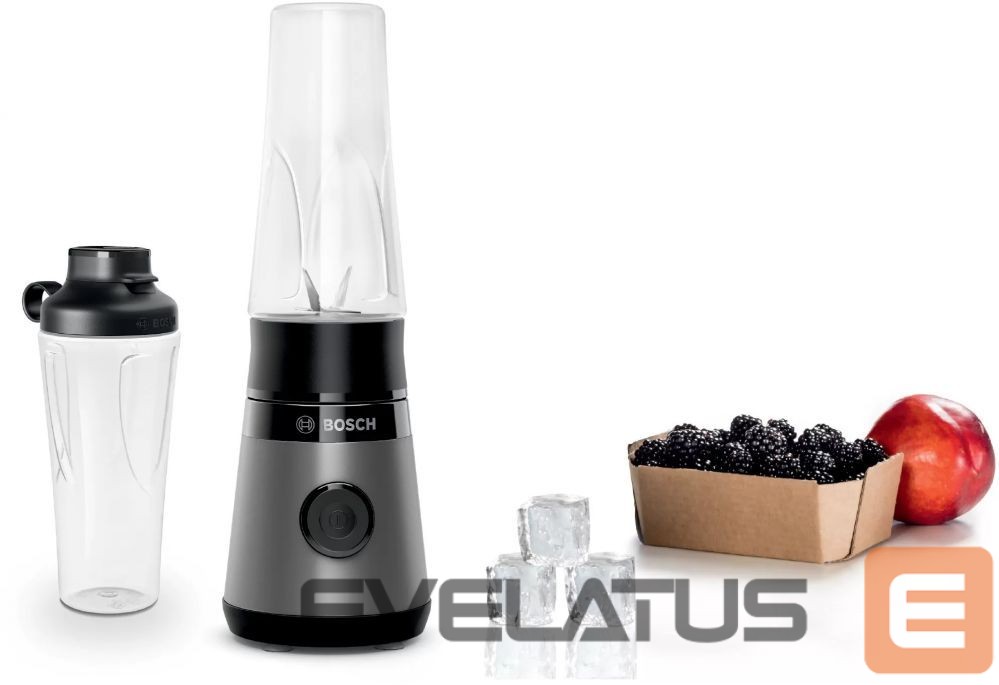 Mikseri un blenderi Bosch VitaPower ToGo Smoothie Maker MMB2111S Tabletop, 450 W, Jar material Tritan, Jar capacity 0.6 L, Ice crushing, Silver
