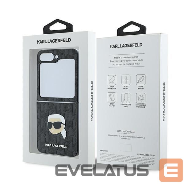 Aizmugurējais vāciņš Karl Lagerfeld Karl Lagerfeld Saffiano Monogram Case for Samsung Galaxy Z Flip 6 - Black