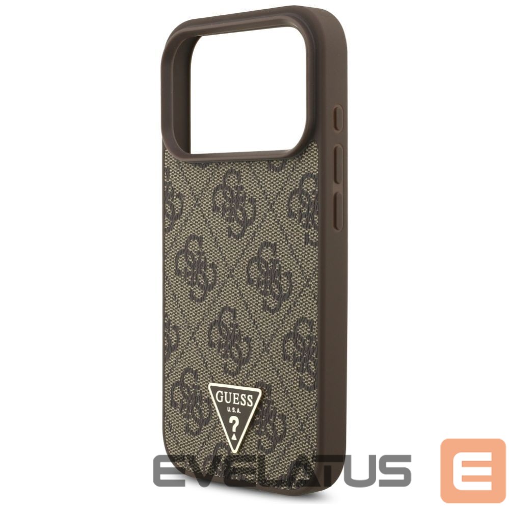Citas preces Guess Guess 4G Strap Triangle Logo MagSafe case for iPhone 17 Pro - brown