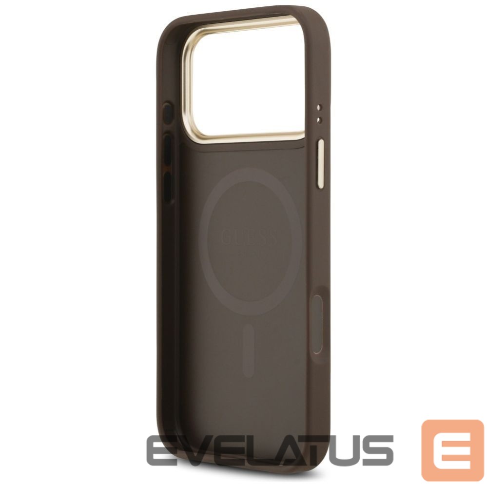 Citas preces Guess Guess 4G Stripe MagSafe case for iPhone 17 Pro Max - brown