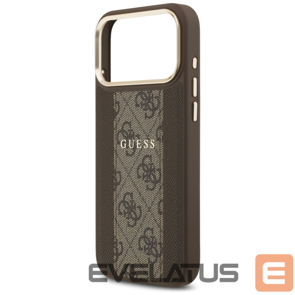 Citas preces Guess Guess 4G Stripe MagSafe case for iPhone 17 Pro Max - brown