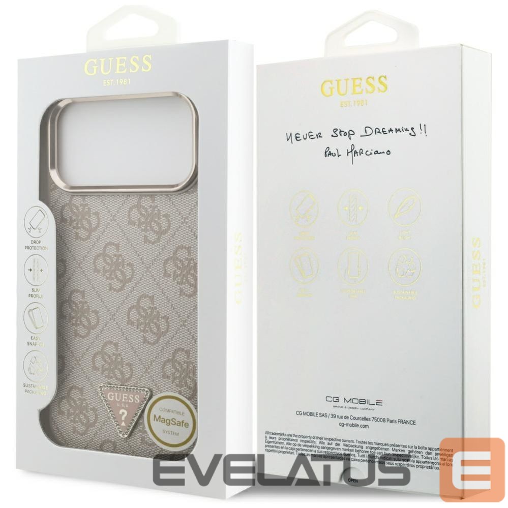 Citas preces Guess Guess 4G Triangle Logo MagSafe Case for iPhone 17 Pro Max - Rose Gold