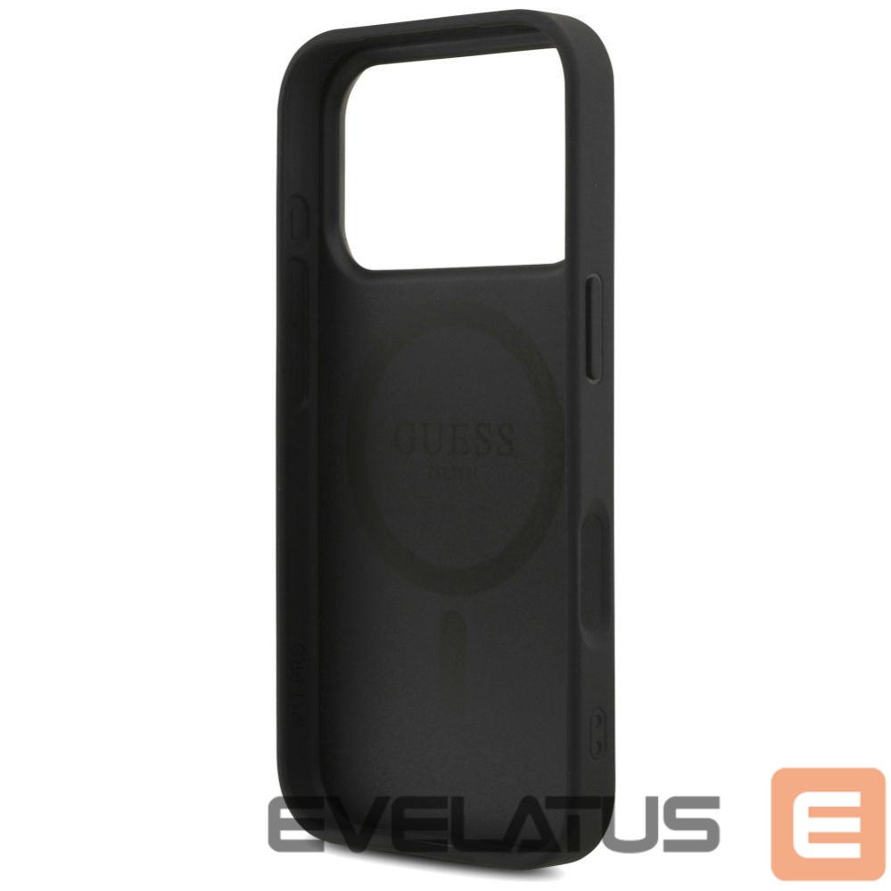 Citas preces Guess Guess 4G Strap Triangle Logo MagSafe case for iPhone 17 Pro - black