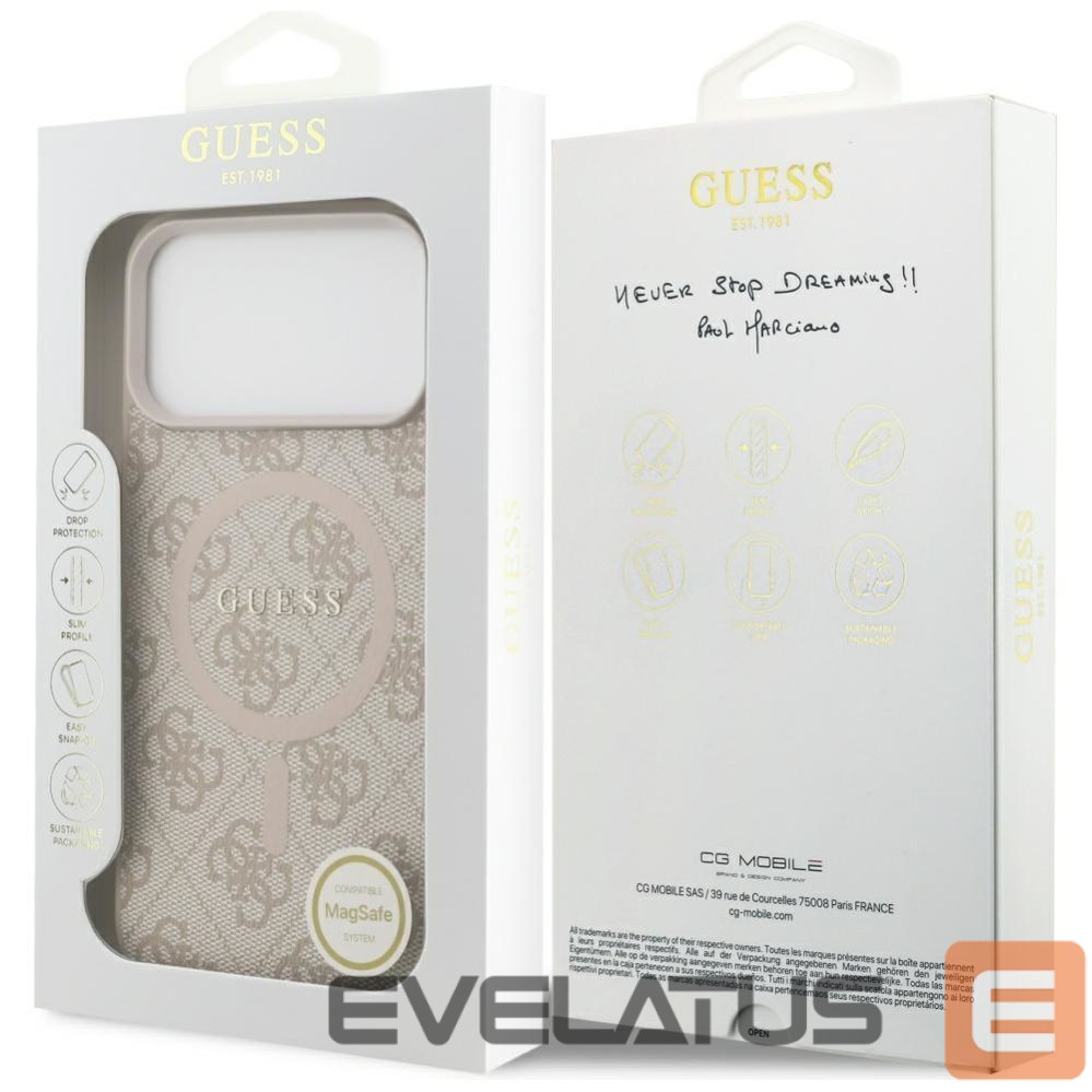 Citas preces Guess Guess 4G Ring Classic Logo MagSafena iPhone 17 Pro Max Case - Pink