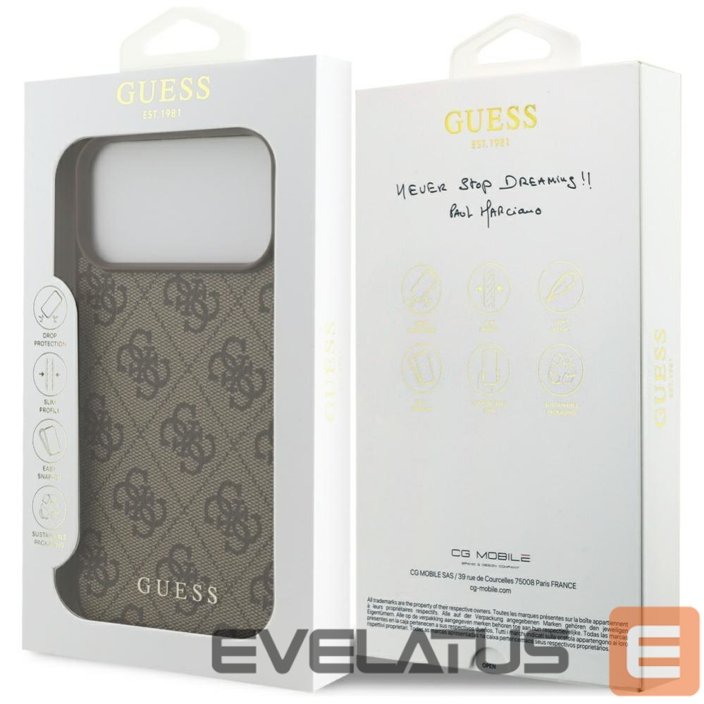 Citas preces Guess Guess 4G Classic Case for iPhone 17 Pro Max - Brown