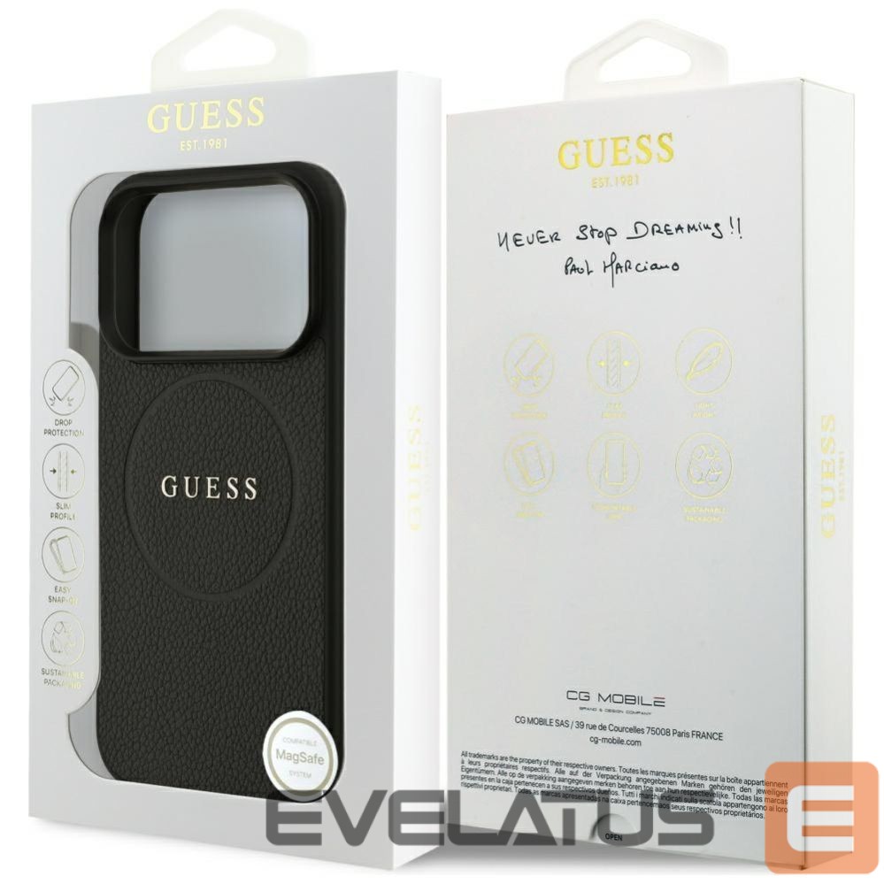 Citas preces Guess Guess Grained Ring MagSafe case for iPhone 17 Pro - black