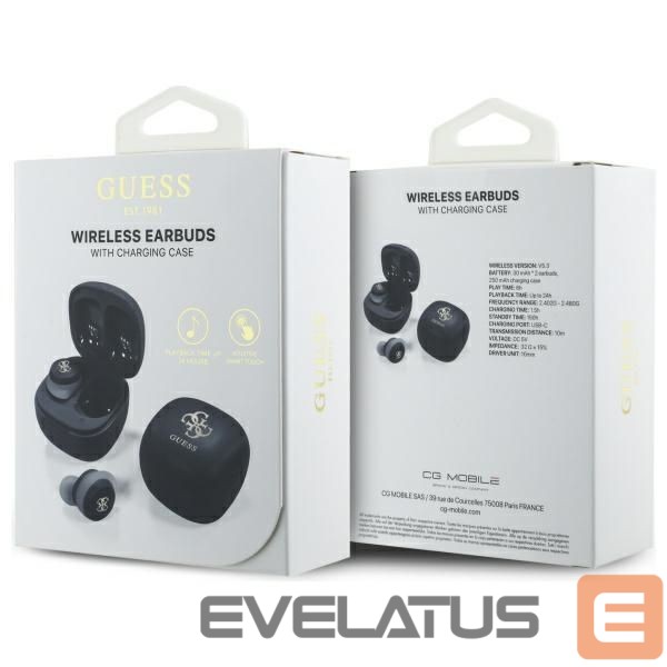 Citas preces Guess Guess Bluetooth headphones GUTWSJ144ESK TWS + docking station black/black Iridescent 4G Printed Logo