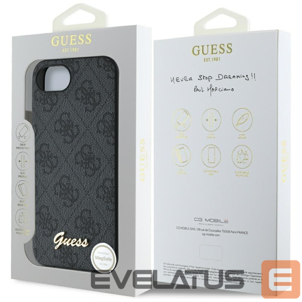 Citas preces Guess Guess 4G Script Logo MagSafe case for iPhone 16e - black