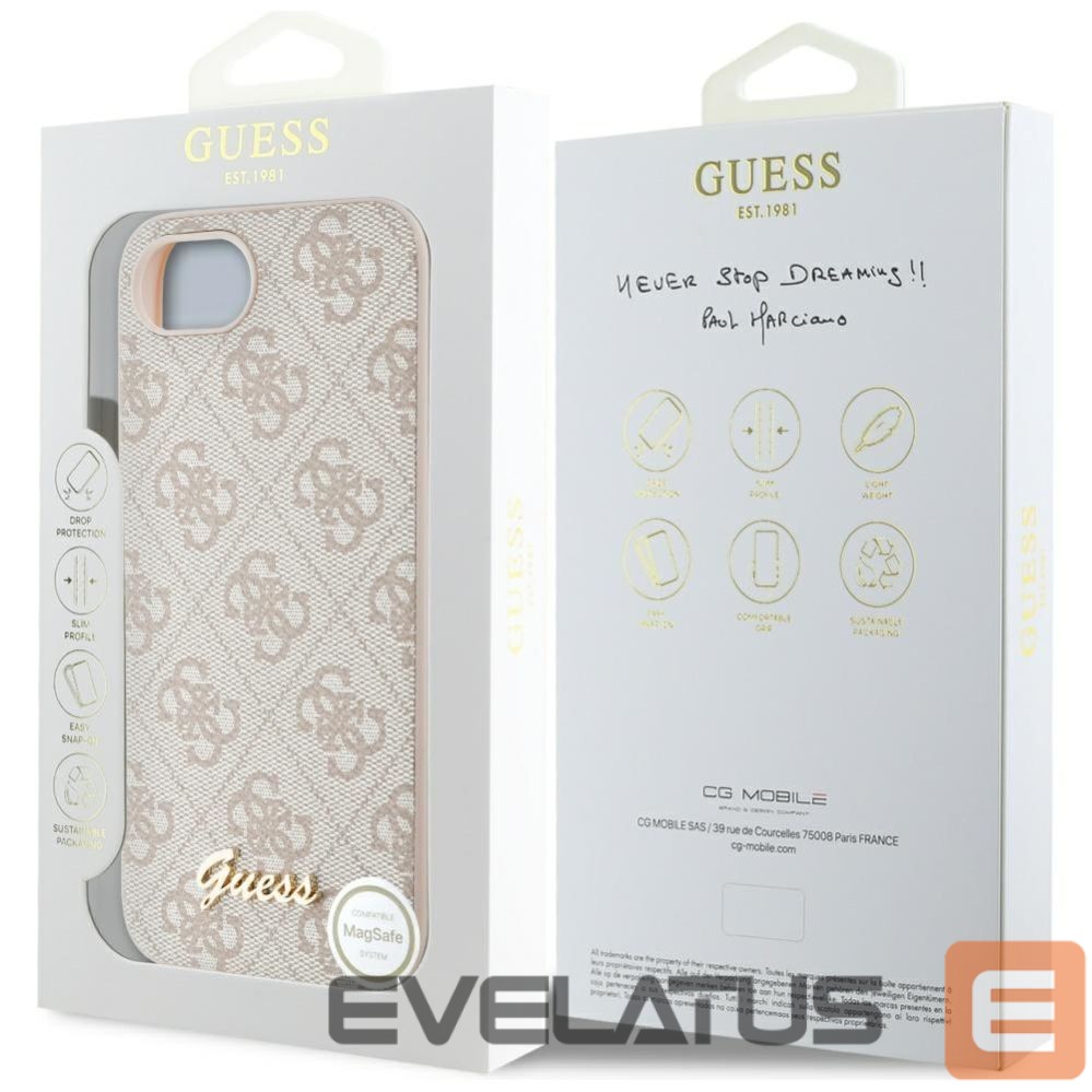 Citas preces Guess Guess 4G Script Logo MagSafe iPhone 16e Case - Pink