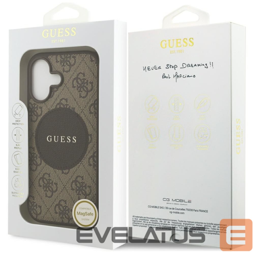 Citas preces Guess Guess 4G Circle Classic Logo MagSafe case for iPhone 17 - brown