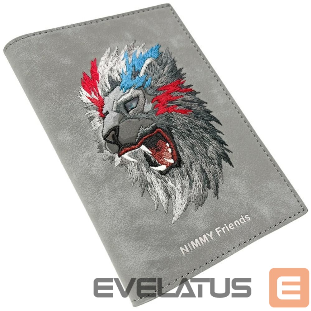 Citas preces Nimmy Nimmy Raptor Lion Passport/Wallet Case - Gray