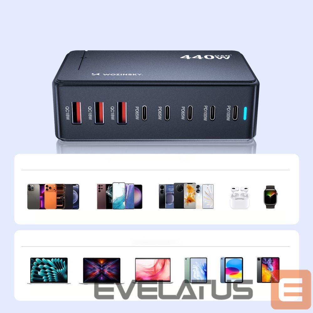 Citas preces Wozinsky Wozinsky 240W GaN QC3 Charging Station - Black