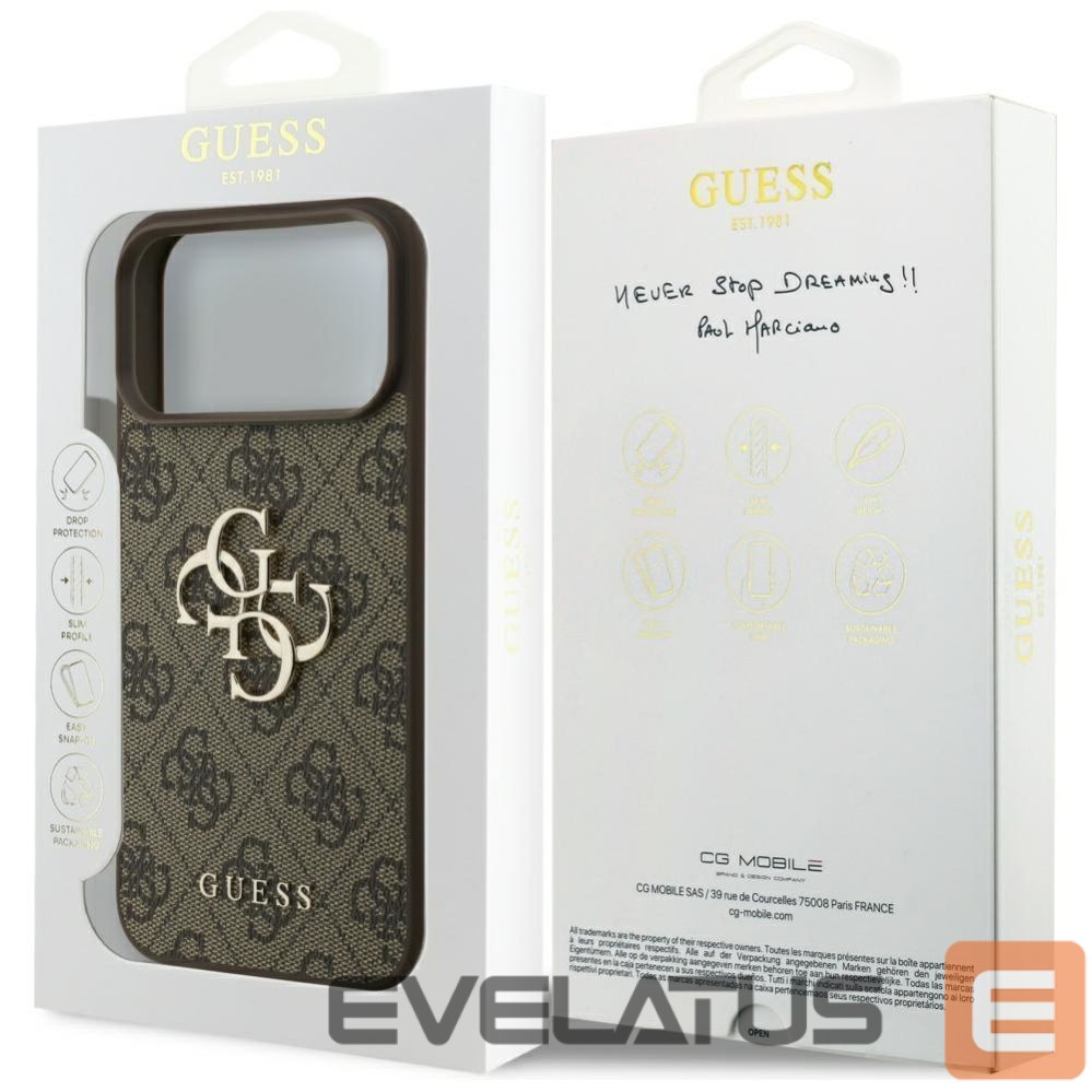 Citas preces Guess Guess 4G Big Logo Case for iPhone 17 Pro Max - Brown