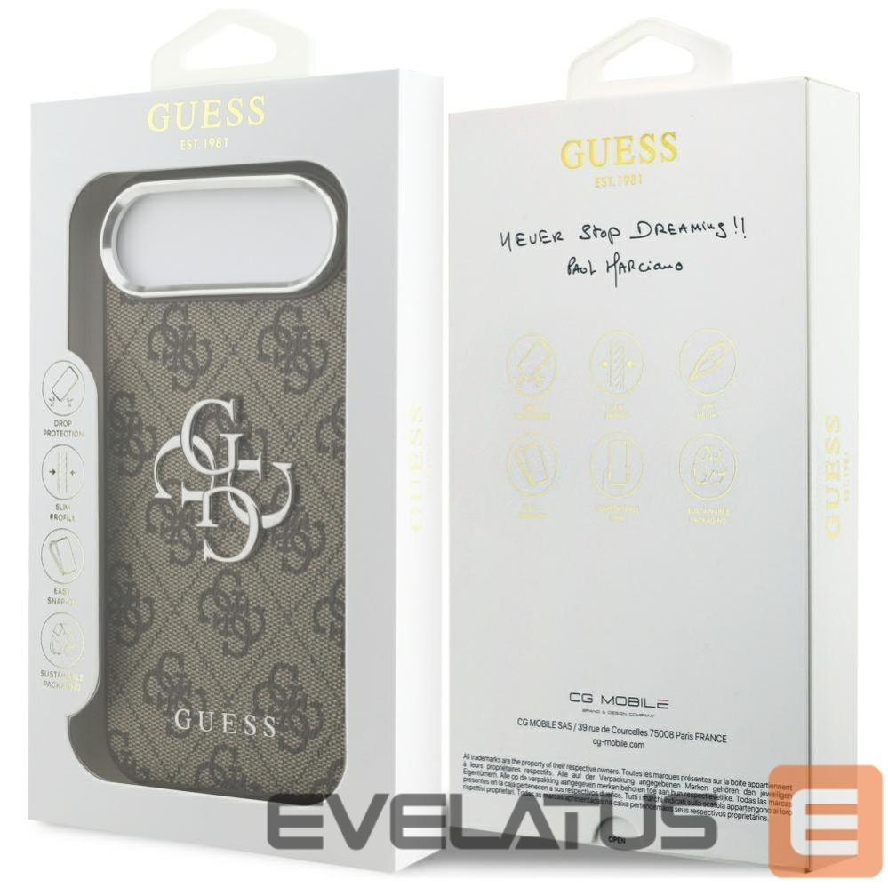 Citas preces Guess Guess 4G Big 4G Classic Logo case for iPhone 17 Air - brown and silver