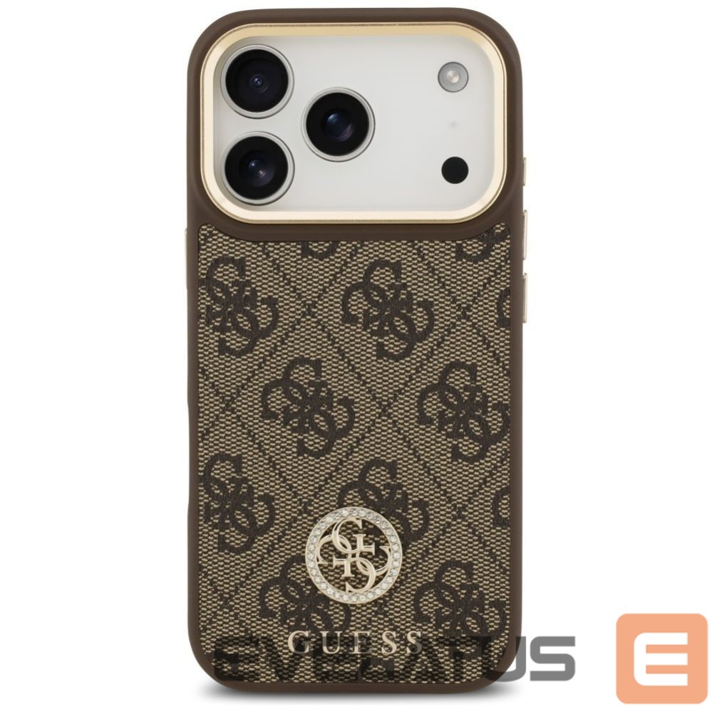 Citas preces Guess Guess 4G Strass Logo MagSafe case for iPhone 17 Pro - brown