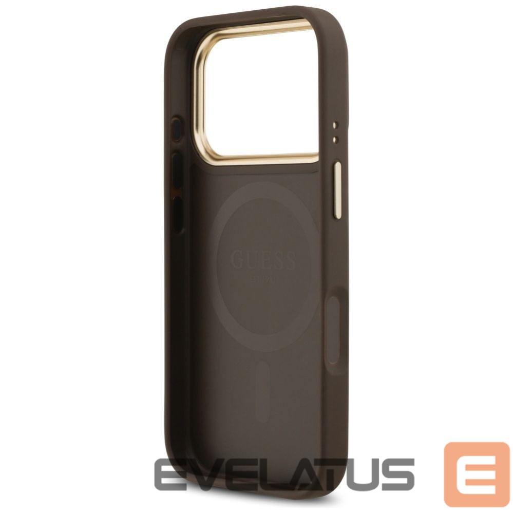 Citas preces Guess Guess 4G Strass Logo MagSafe case for iPhone 17 Pro - brown