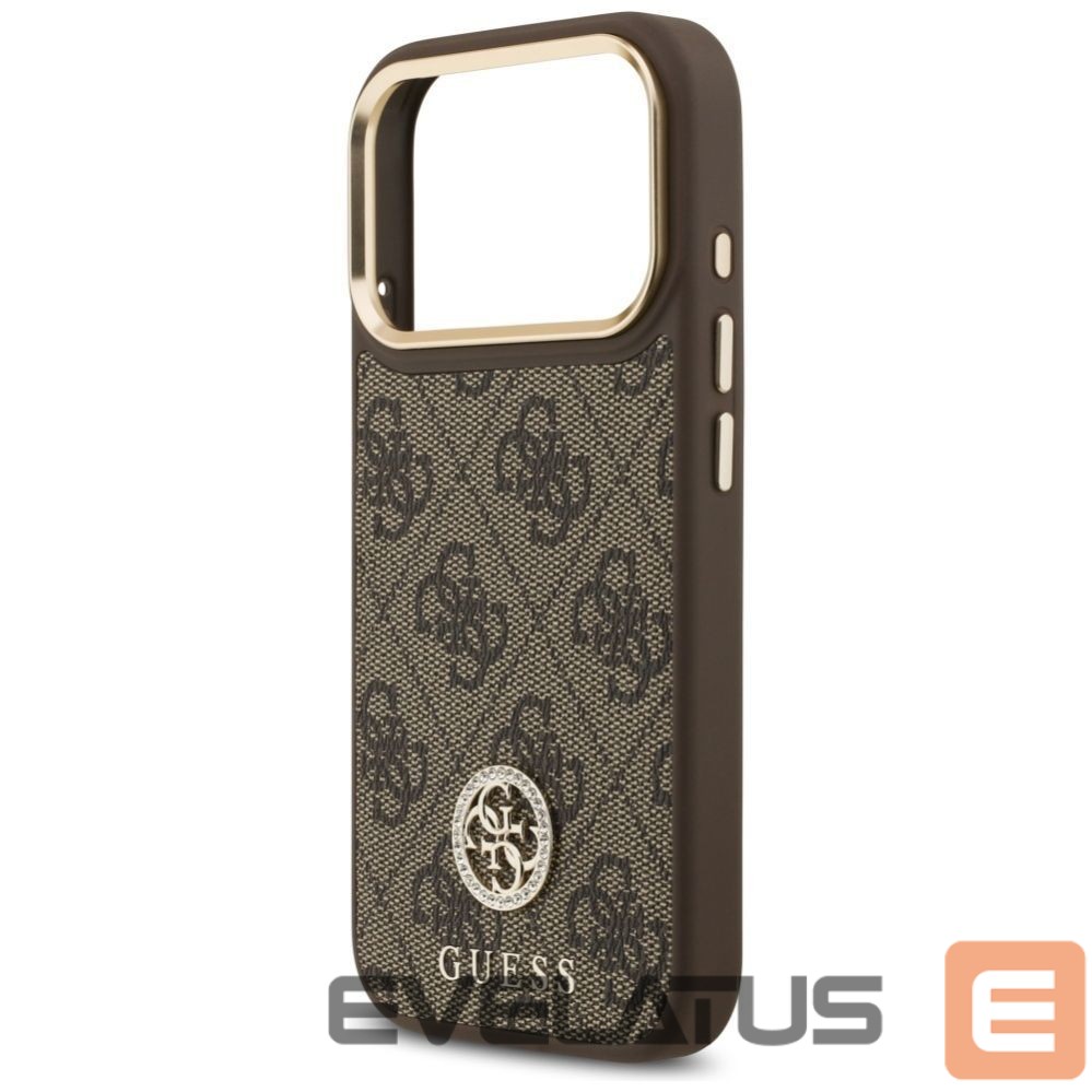 Citas preces Guess Guess 4G Strass Logo MagSafe case for iPhone 17 Pro - brown